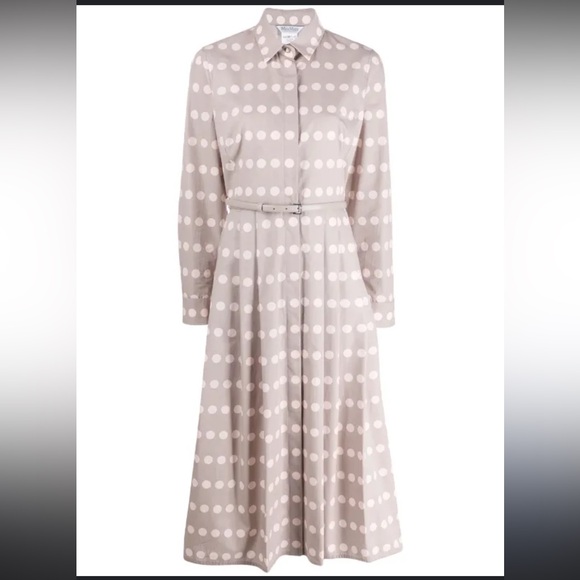 MaxMara Dresses & Skirts - MaxMara Beige Polka Dot Long Sleeve Dress
Taupe Shirt Dress –  Midi,